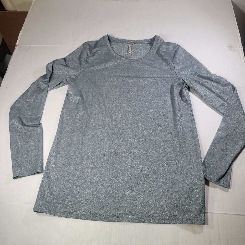Banana Republic Women Gray Metallic Long Sleeve Top Size M